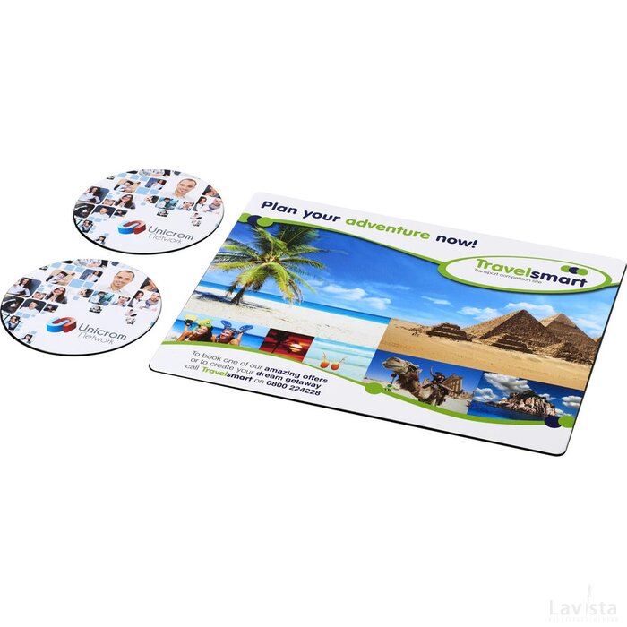 Brite-Mat® combiset 2 van muismat en onderzetter Zwart