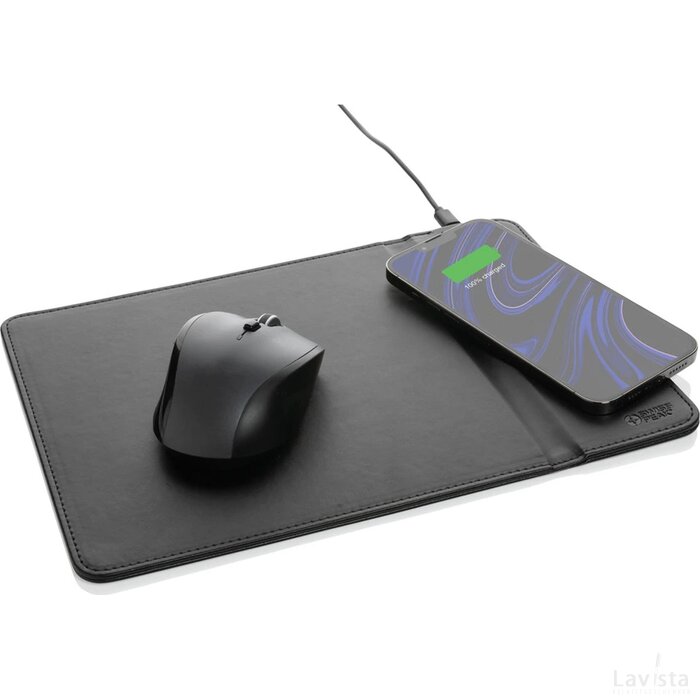 Swiss Peak RCS gerecycled PU 10W draadloze oplader muismat zwart