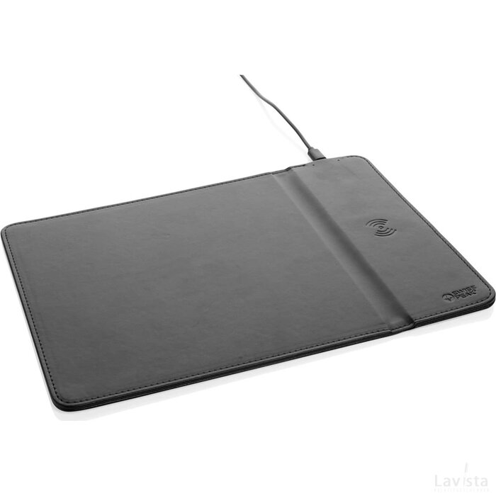 Swiss Peak RCS gerecycled PU 10W draadloze oplader muismat zwart