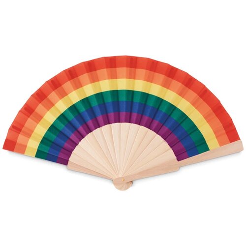 Houten regenboog handwaaier Bowfan multicolour