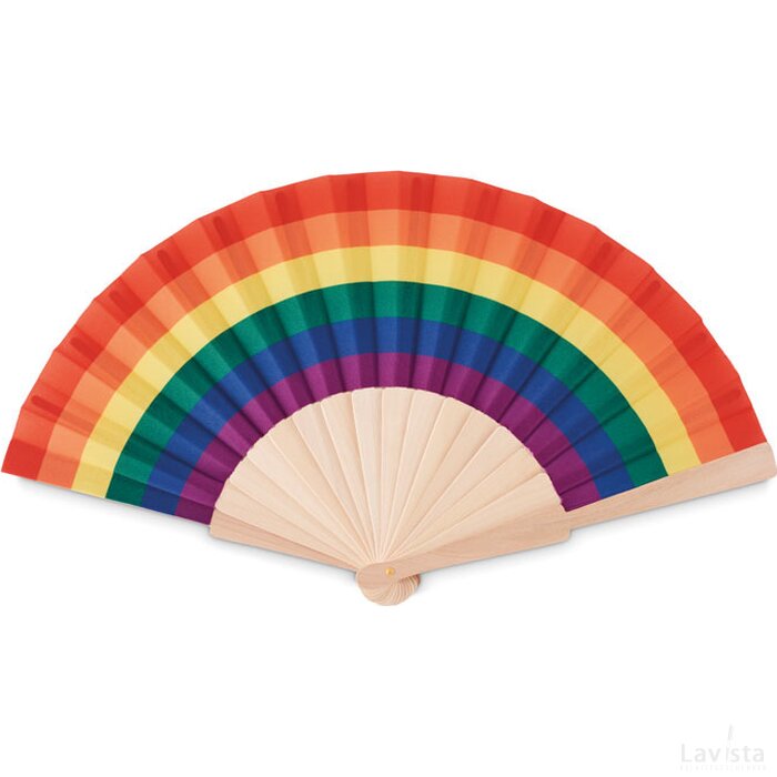 Houten regenboog handwaaier Bowfan multicolour