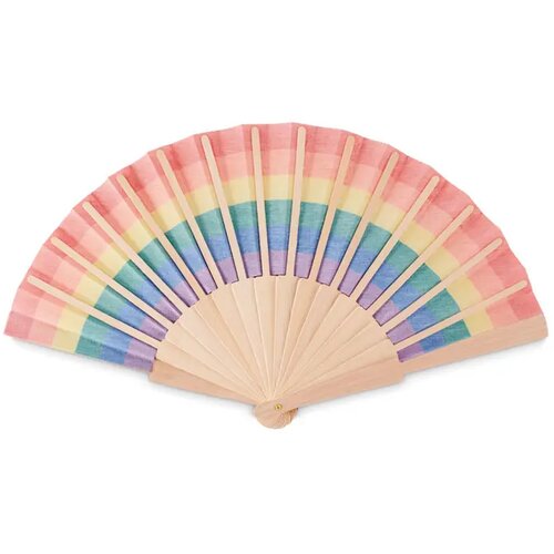 Houten regenboog handwaaier Bowfan multicolour