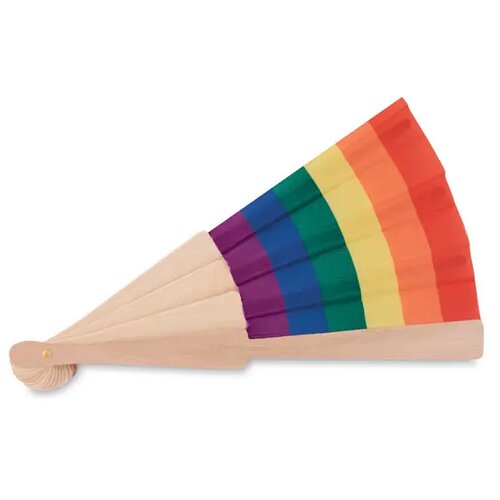 Houten regenboog handwaaier Bowfan multicolour