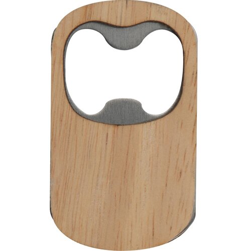 Flesopener van metaal met bamboe ommanteling beige