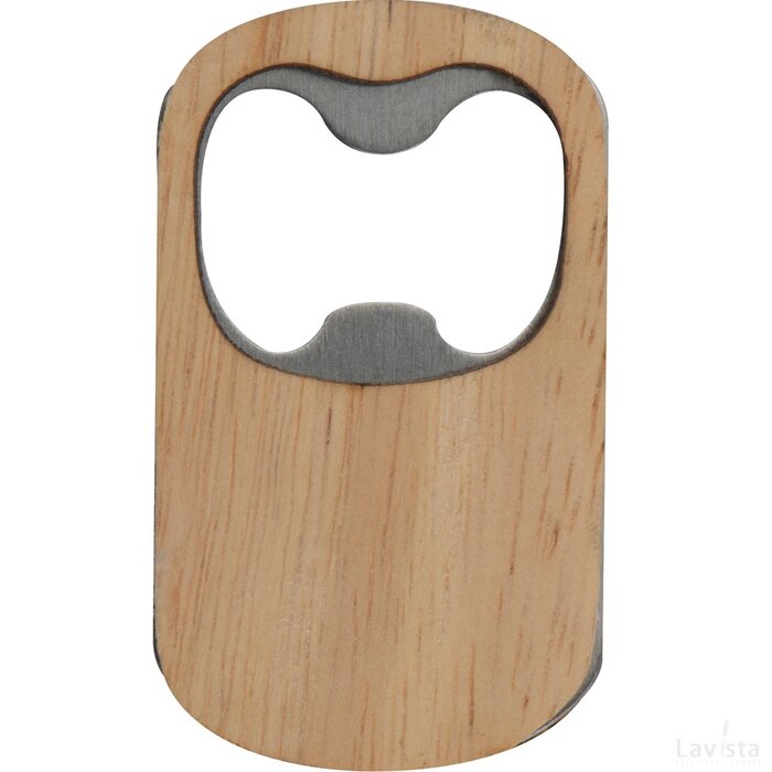 Flesopener van metaal met bamboe ommanteling beige