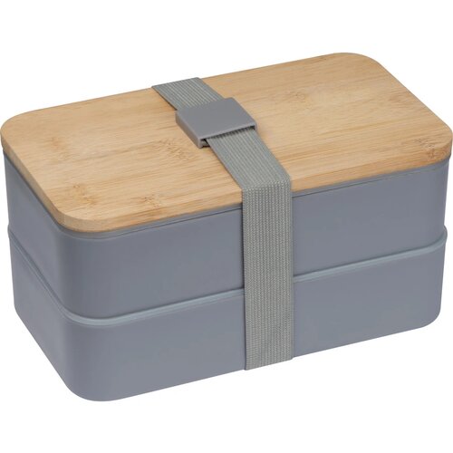 Dubbel-laags lunchbox van PP en bamboe grijs silvergrey