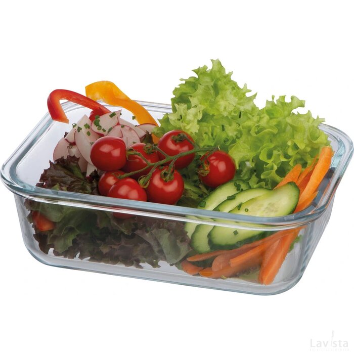 Lunchbox van hardglas (borosilicaatglas) transparant