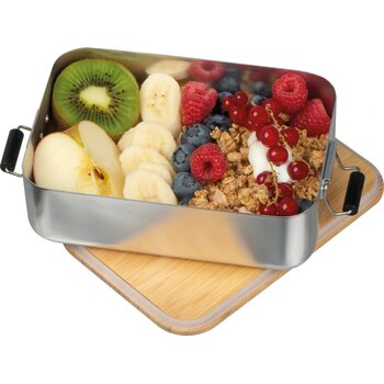 Lunchbox van RVS 1 liter inhoud grijs silvergrey