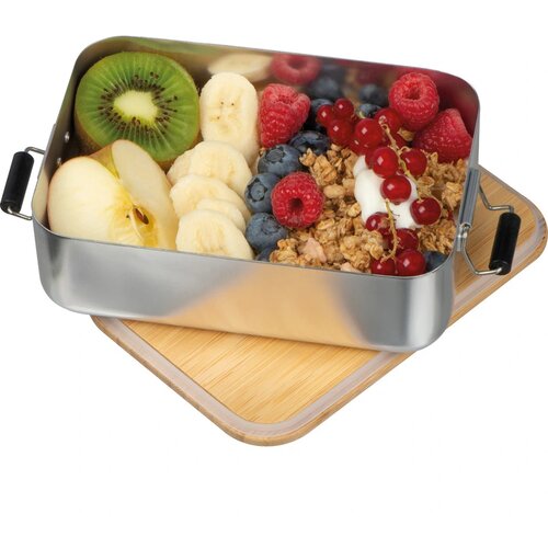 Lunchbox van RVS 1 liter inhoud grijs silvergrey