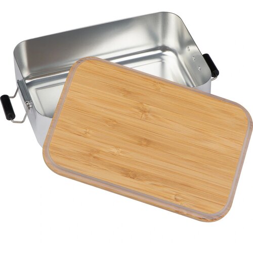 Lunchbox van RVS 1 liter inhoud grijs silvergrey