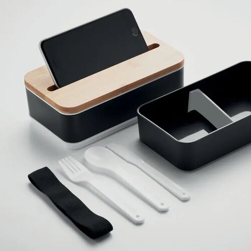 Gerecycled pp lunchbox Wint zwart