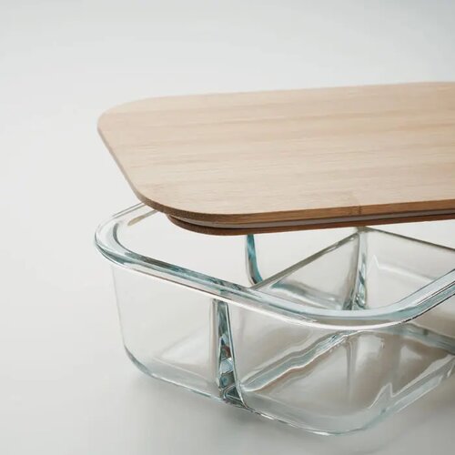 Glazen lunchbox bamboe deksel Tundra 3 transparant