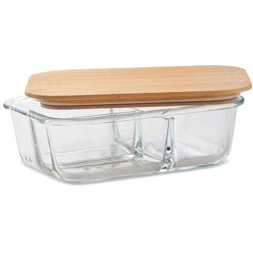 Glazen lunchbox bamboe deksel Tundra 3 transparant