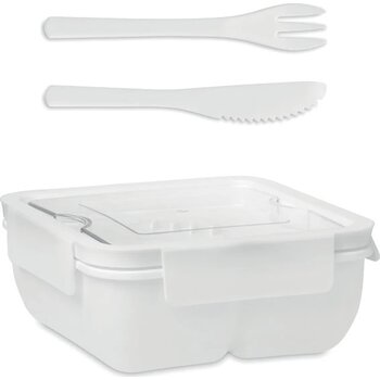 Lunchbox met bestek 600 ml Saturday wit Lunchbox met bestek 600 ml Saturday wit