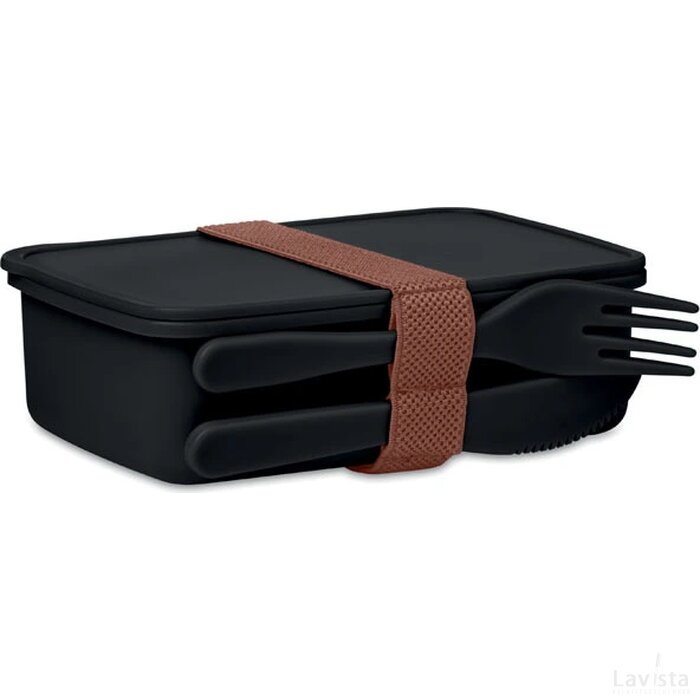 Lunchbox met bestek 700ml Sunday zwart
