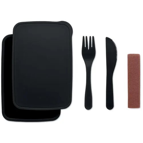 Lunchbox met bestek 700ml Sunday zwart