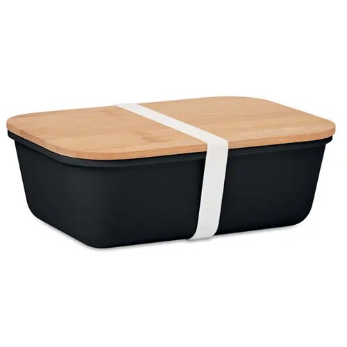 Lunchbox pp bamboe deksel 1l Thursday zwart