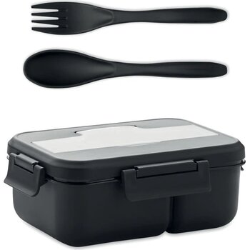 Lunchdoos met bestek in pp 1l Makan zwart