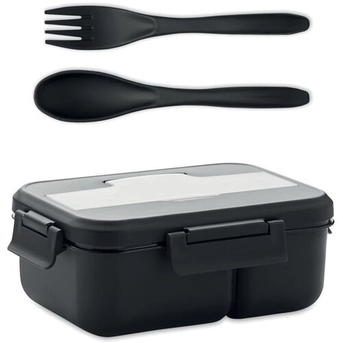 Lunchdoos met bestek in pp 1l Makan zwart