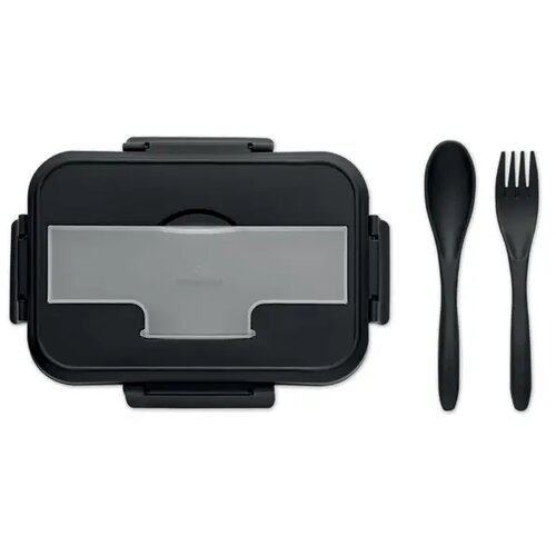 Lunchdoos met bestek in pp 1l Makan zwart