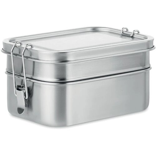 Rvs lunchbox 1200ml Double chan mat zilver