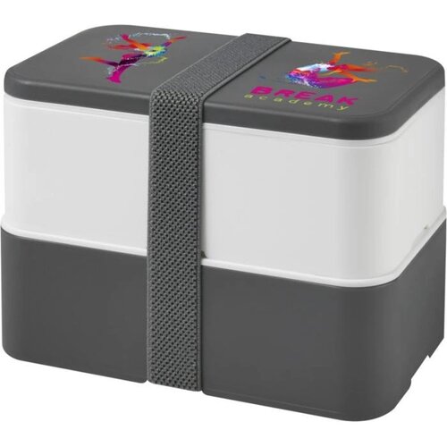 MIYO dubbellaagse lunchtrommel Grijs, Wit, Grijs Grijs/Wit/Grijs
