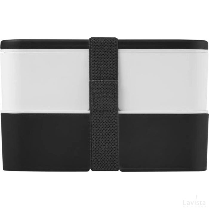 MIYO dubbellaagse lunchtrommel Zwart, Wit, Zwart Zwart/Wit/Zwart