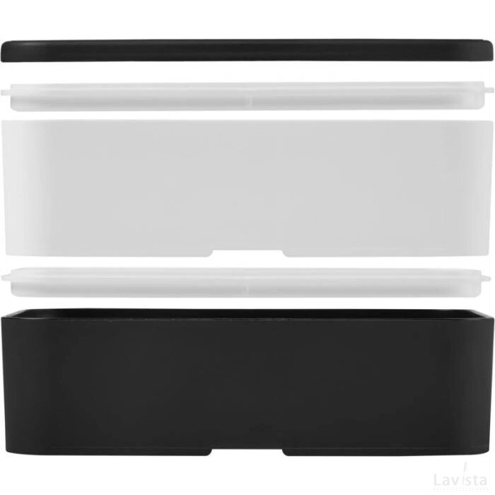 MIYO dubbellaagse lunchtrommel Zwart, Wit, Zwart Zwart/Wit/Zwart