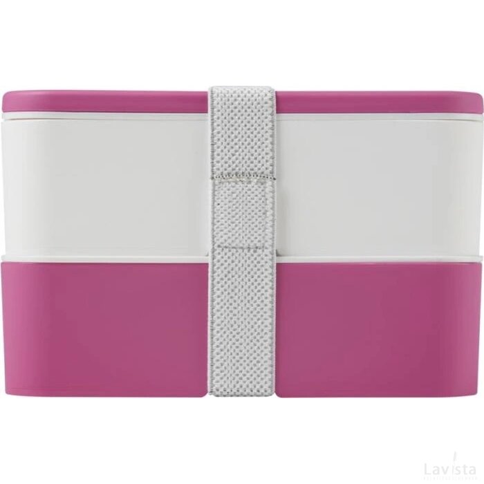 MIYO dubbellaagse lunchtrommel Roze, Wit, Wit Roze/Wit/Wit