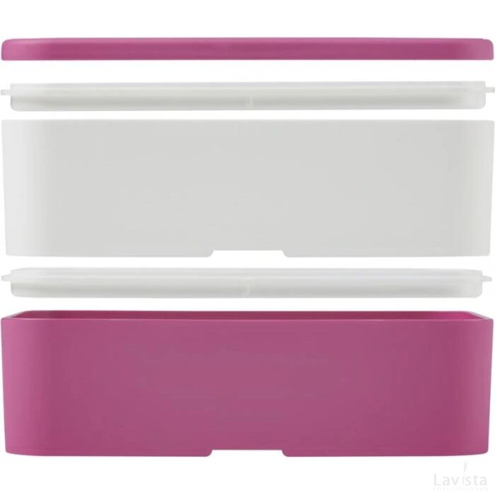 MIYO dubbellaagse lunchtrommel Roze, Wit, Wit Roze/Wit/Wit