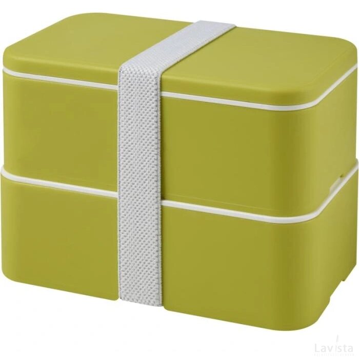 MIYO dubbellaagse lunchtrommel Lime, Lime, Wit Lime/Lime/Wit