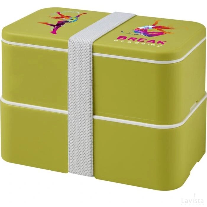 MIYO dubbellaagse lunchtrommel Lime, Lime, Wit Lime/Lime/Wit