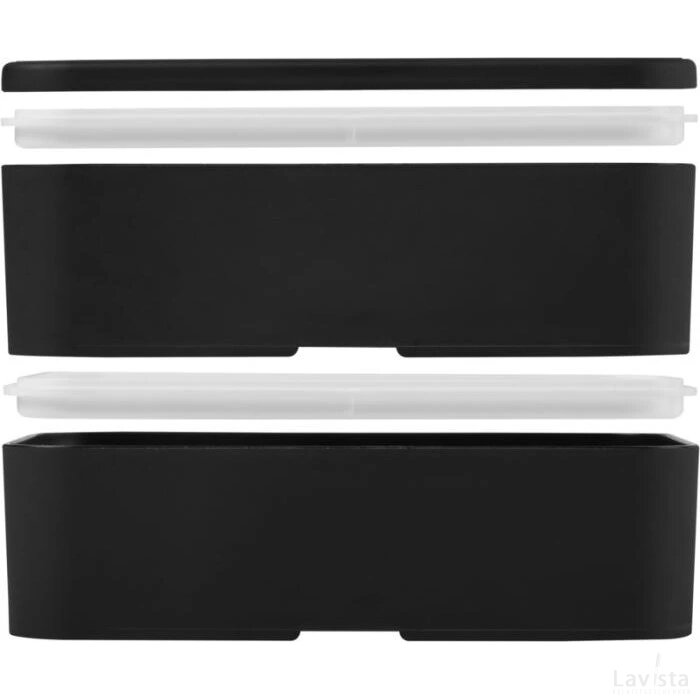 MIYO dubbellaagse lunchtrommel Zwart, Zwart, Zwart Zwart/Zwart/Zwart