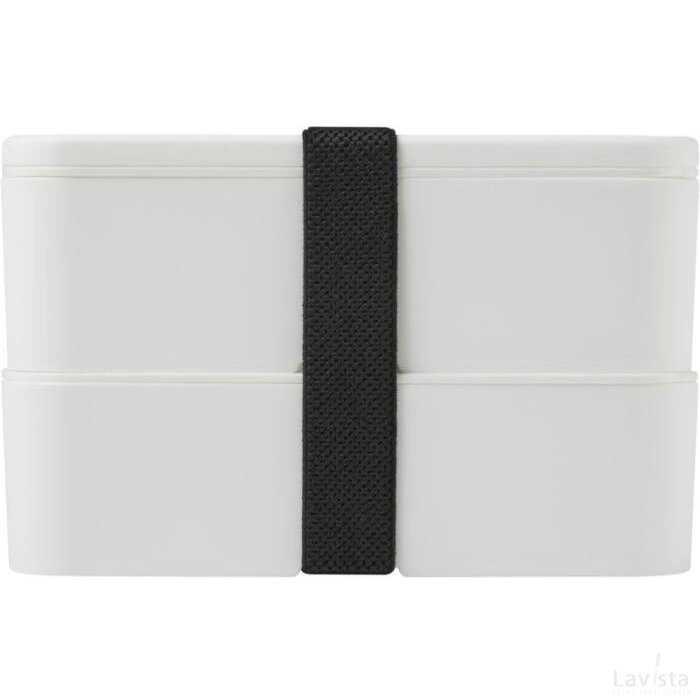 MIYO dubbellaagse lunchtrommel Wit, Wit, Zwart Wit/Wit/Zwart