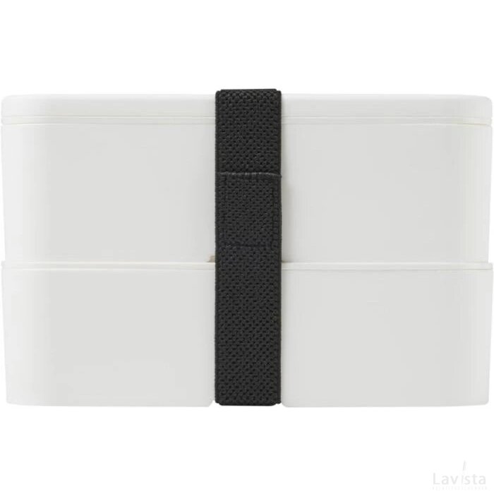 MIYO dubbellaagse lunchtrommel Wit, Wit, Zwart Wit/Wit/Zwart