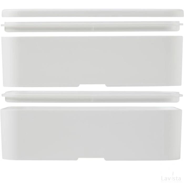 MIYO dubbellaagse lunchtrommel Wit, Wit, Zwart Wit/Wit/Zwart