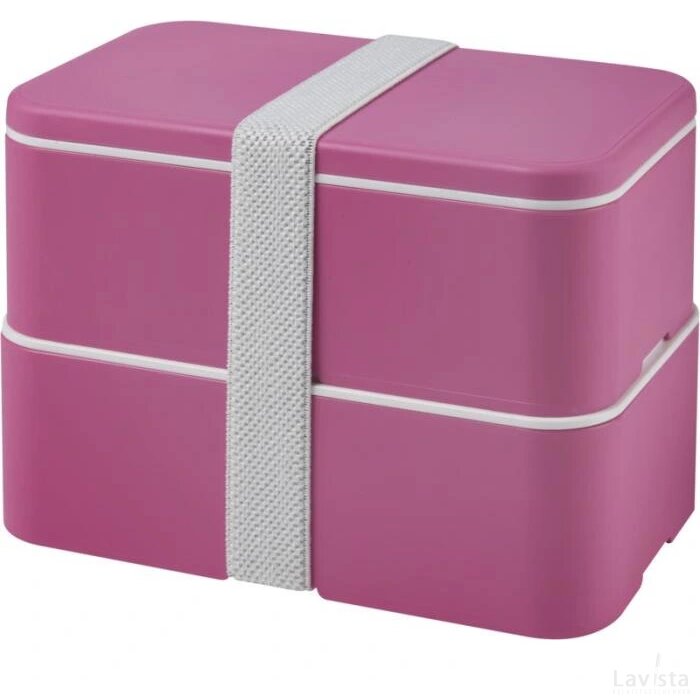 MIYO dubbellaagse lunchtrommel Magenta, Magenta, Wit Magenta/Magenta/Wit