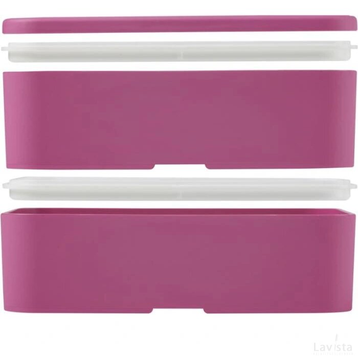 MIYO dubbellaagse lunchtrommel Magenta, Magenta, Wit Magenta/Magenta/Wit