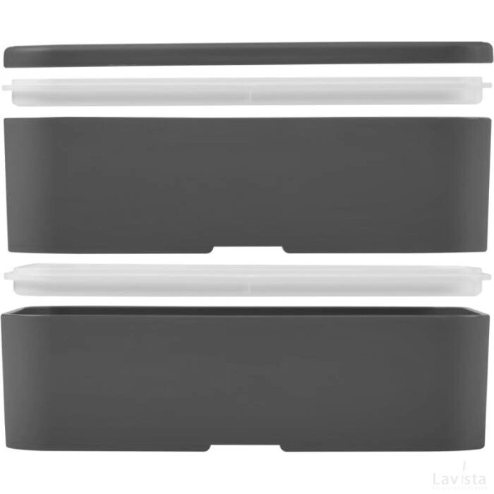 MIYO dubbellaagse lunchtrommel Grijs, Grijs, Grijs Grijs/Grijs/Grijs