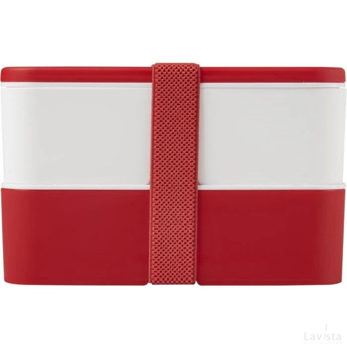 MIYO dubbellaagse lunchtrommel Rood, Wit, Rood Rood/Wit/Rood