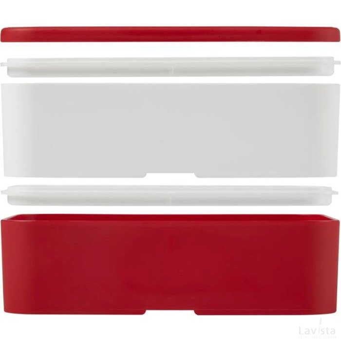 MIYO dubbellaagse lunchtrommel Rood, Wit, Rood Rood/Wit/Rood