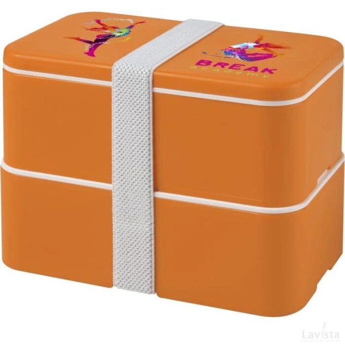 MIYO dubbellaagse lunchtrommel Oranje, Oranje, Wit Oranje/Oranje/Wit