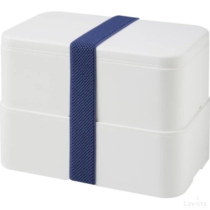 MIYO dubbellaagse lunchtrommel Wit, Wit, Blauw Wit/Wit/Blauw