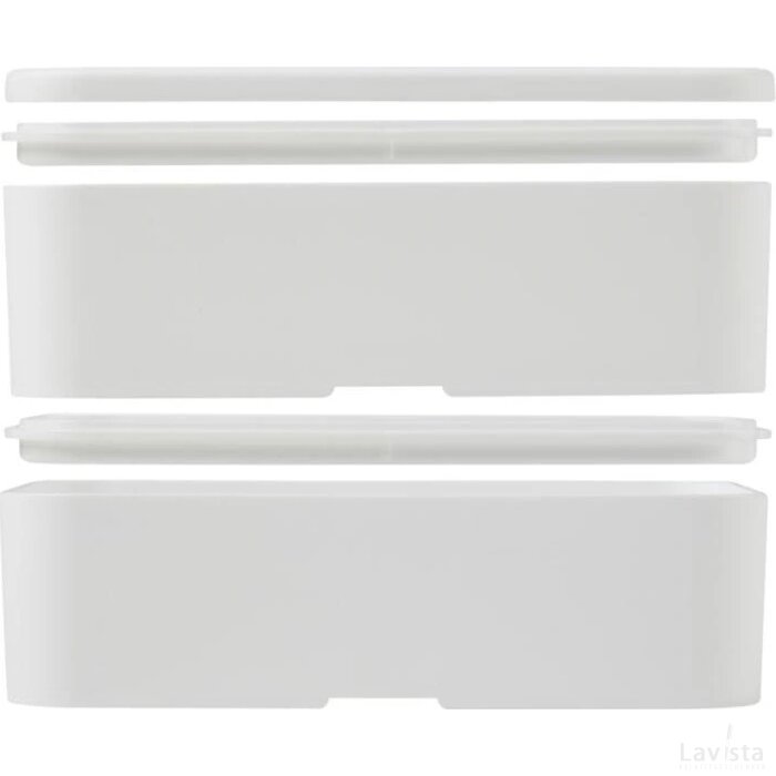 MIYO dubbellaagse lunchtrommel Wit, Wit, Blauw Wit/Wit/Blauw