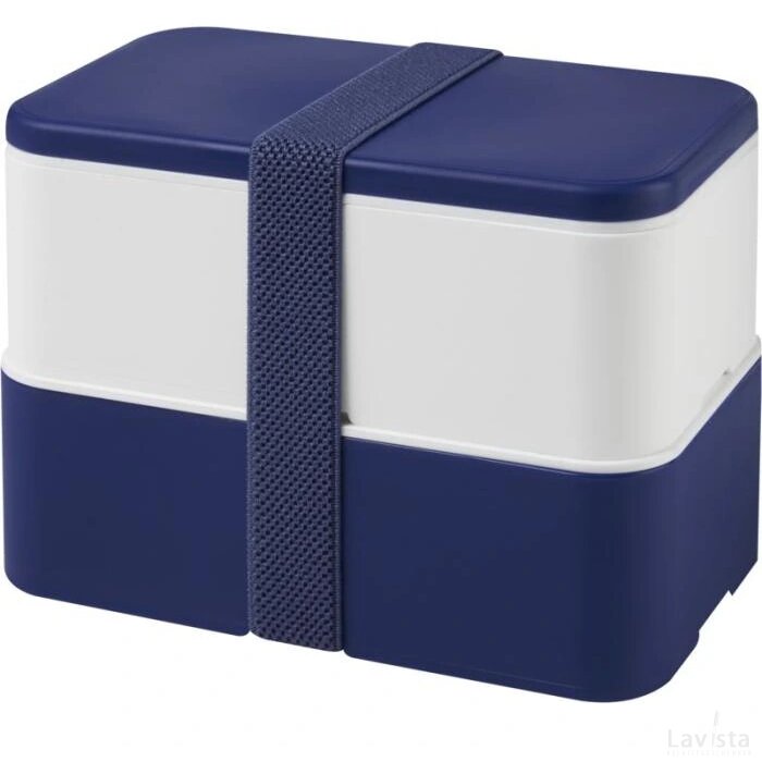 MIYO dubbellaagse lunchtrommel Blauw, Wit, Blauw Blauw/Wit/Blauw