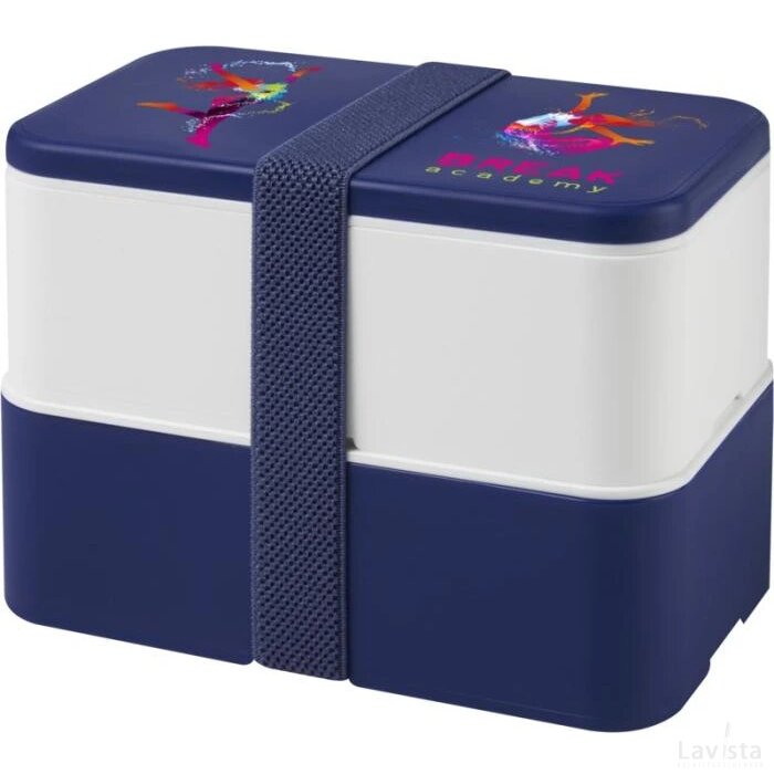 MIYO dubbellaagse lunchtrommel Blauw, Wit, Blauw Blauw/Wit/Blauw