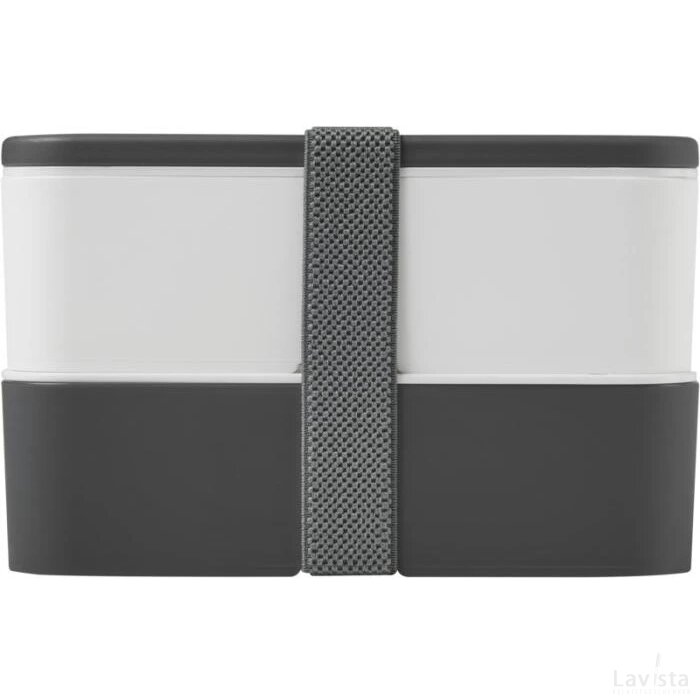 MIYO dubbellaagse lunchtrommel Grijs, Wit, Grijs Grijs/Wit/Grijs