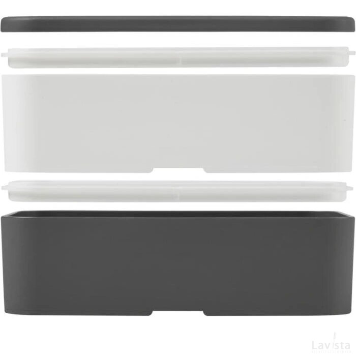 MIYO dubbellaagse lunchtrommel Grijs, Wit, Grijs Grijs/Wit/Grijs