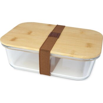 Roby glazen lunchtrommel met bamboe deksel Naturel, Transparant Naturel/Transparant