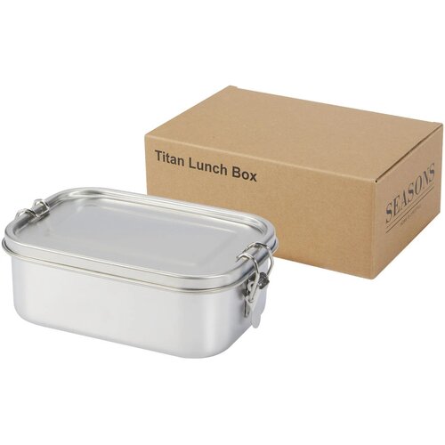 Titan lunchtrommel van gerecycled roestvrij staal Zilver